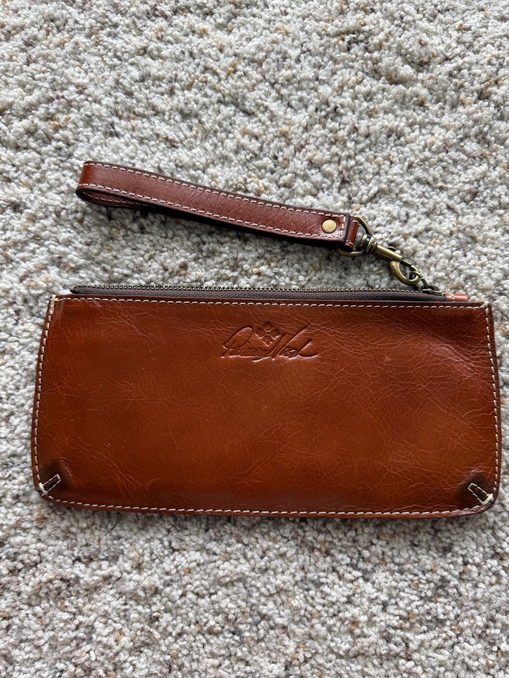 Patricia Nash Rustic Brown Leather Wristlet Wallet